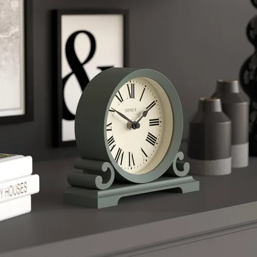 Miniatura 4 de JONES CLOCKS Saloon - Reloj de repisa Pequeño diseño tradicional de doble desplazamiento Verde Números romanos Estilo clásico
