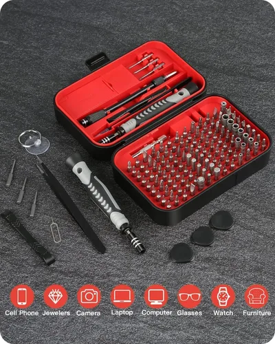 Miniatura 7 de Juego de destornilladores – Juego de brocas de destornillador de precisión 130 en 1, juego de brocas de destornillador hexagonal mini Phillips Torx