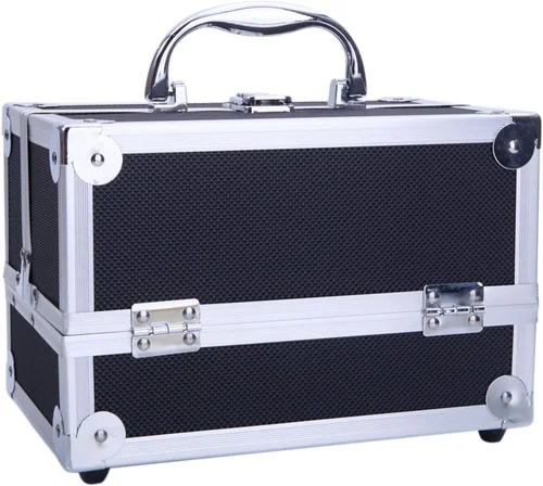 Caja de maquillaje Estuche de tren de gran capacidad de almacenamiento portátil organizador de cosméticos de viaje con compartimentos y bandejas de
