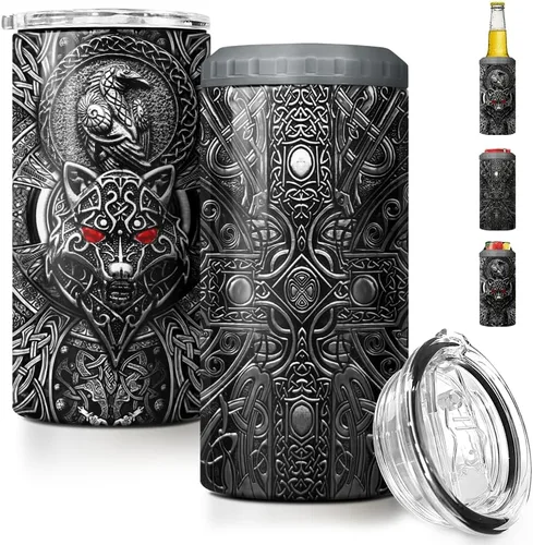 Miniatura 16 de SANDJEST Regalos para Papá Bonito de Bonus - Vaso de 12oz de la Hijastra, el Hijo - Diseño 4 en 1 Vaso de Papá Paso Aislante Enfriador de Latas