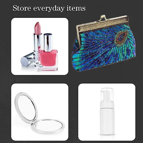 Miniatura 5 de Bolso de noche con cuentas de lentejuelas para mujer, estilo retro, pavo real, bolso de novia, bolso vintage brillante para fiesta, boda, cóctel