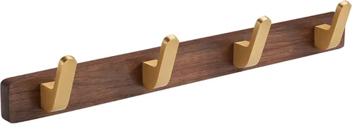 Miniatura 8 de Perchero montado en la pared, perchero colgante de entrada, riel para abrigos de metal y madera con 3 ganchos rústicos para abrigo, bufanda, bolsa