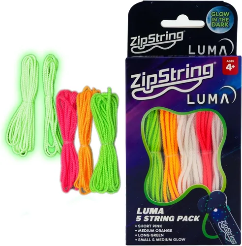 Miniatura 10 de ZipString Lightning Luma - Cuerdas de repuesto para juguete lanzador de cuerda, paquete de 3, juguete antiestrés reactivo a los rayos UV que brilla