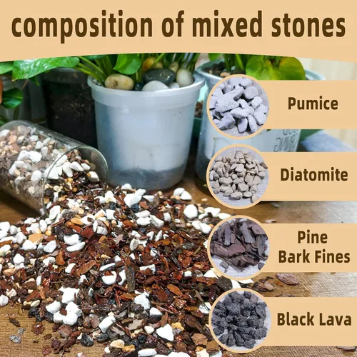 Miniatura 2 de Mezcla de suelo para bonsái de 2 cuartos de galón, lava, piedra pómez, corteza de pino y roca calcinada, mezcla orgánica natural para plantas