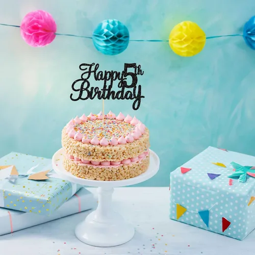 Miniatura 8 de Gyufise 1 decoración para pastel de 5º cumpleaños con purpurina para quinto cumpleaños, felicitaciones a 5 años de edad, 5 años, fabulosas