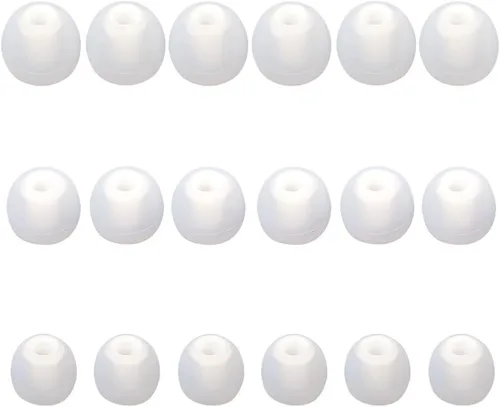 Puntas de repuesto para auriculares, puntas de silicona para los oídos, aptos para agujeros interiores de 0.150 in a 0.201 in, 9 pares S/M/L blanco