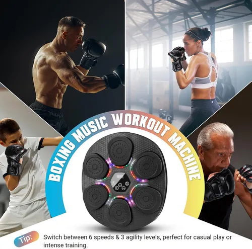 Miniatura 7 de Music Boxing Machine for Adults & Kids, Bluetooth Smart Boxing Wall Machine with Gloves, 9 Modes, 6 Speeds & 3 Sensitivity, Electric Light Up Music