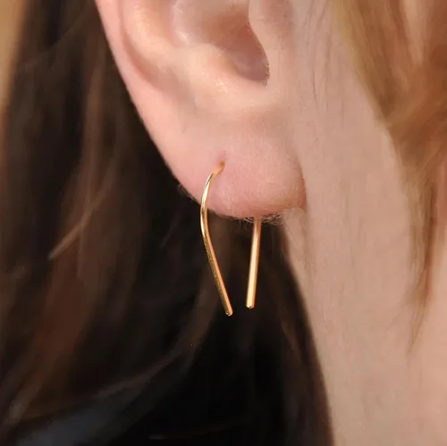 Miniatura 23 de Aretes pequeños de plata de ley 21 GA de 0.472 in con gancho de arco de herradura