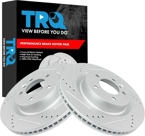 Miniatura 412 de TRQ Juego de rotores de freno de rendimiento trasero con revestimiento G premium compatible con Mazda 6 2014-2021