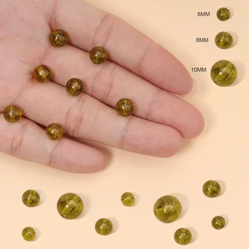 Miniatura 4 de 35 piezas de cuentas sueltas de jade peridoto de 10 mm para hacer joyas, cuentas naturales semipreciosas redondas y suaves para espaciadores