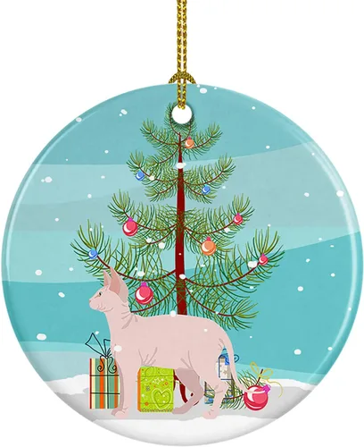 Miniatura 4 de Caroline's Treasures Adorno de cerámica con texto en inglés "Merry Christmas" para colgar en el árbol de Navidad, decoración para el hogar, Navidad