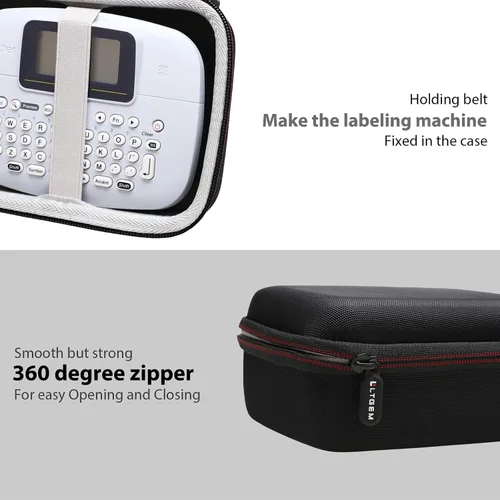 Miniatura 4 de LTGEM - Funda compatible con Brother PT-M95 P-Touch Monocromático, bolsa de almacenamiento de viaje para oficina, negro y gris (solo funda)