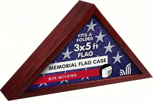 Miniatura 15 de Americanflat Pequeña vitrina plegada de bandera – Se adapta a banderas ceremoniales plegadas de 3 x 5 pies (no para bandera funeraria) – Colección