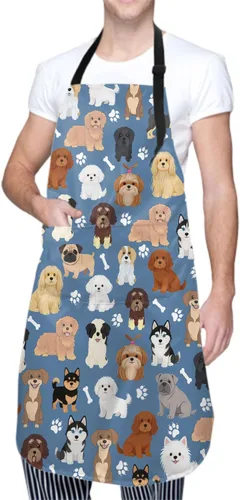 Sweetshow Bonito delantal para perro con 2 bolsillos y cuello ajustable, impermeable, para cocina, cocina, aseo de perros, para mujeres y hombres