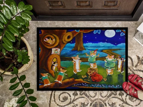 Miniatura 3 de Caroline's Treasures 7415JMAT Corgi Robin Hood - Tapete para puerta delantera, 24 x 36 pulgadas, para interiores y exteriores, para entrada