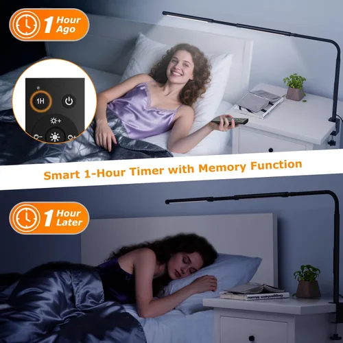 Miniatura 8 de Lámpara LED de escritorio para oficina en casa, luz para escritorio con cuello de ganso ajustable, lámpara de escritorio para monitor de doble Negro