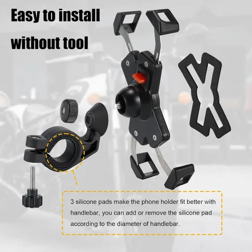 Miniatura 4 de Soporte de teléfono para motocicleta, soporte universal para manillar de motocicleta, abrazadera de teléfono celular para iPhone/Galaxy de 4.72 a