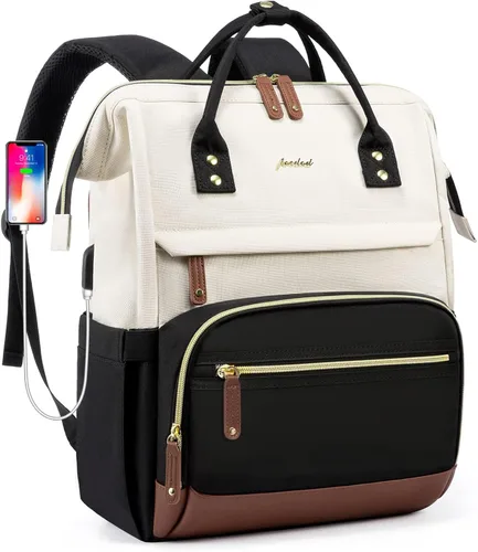 Miniatura 10 de FOCDOD - Mochila para laptop de mujer, para trabajo - Compatible con laptops de 15.6 pulgadas con compartimento para computadora, impermeable