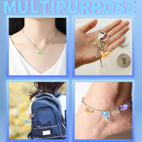 Miniatura 3 de KJMYYXGS 30 dijes de resina de ajolote de animales para hacer joyas 3D Kawaii lindos colgantes de ajolote DIY para llaveros, manualidades, collares