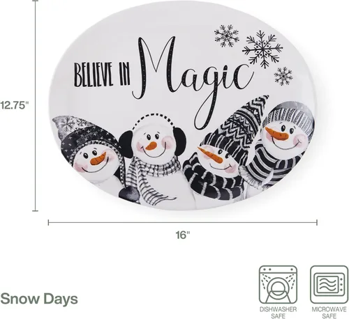 Miniatura 3 de Fitz & Floyd Fitz and Floyd Snow Days Snowman - Plato para servir, 16 pulgadas, multicolor