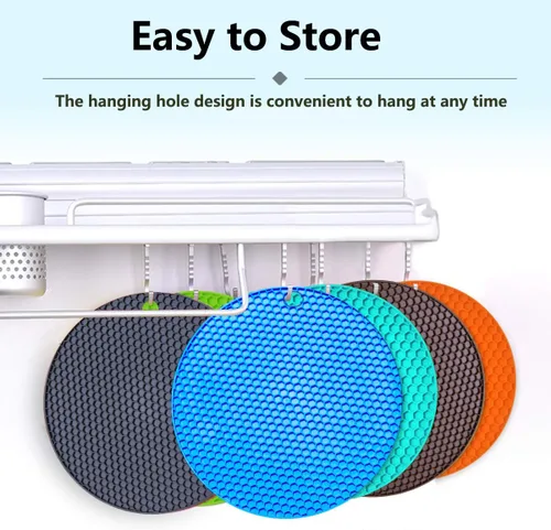Miniatura 5 de Salvamanteles de silicona extra gruesos, soporte para ollas y guantes de horno, salvamanteles resistentes al calor para platos calientes, Café