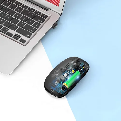 Miniatura 4 de AIKOKOK Ratón inalámbrico Bluetooth recargable para portátil con LED de uso portátil (BT5.2 y USB 2.4G) Modo dual de conexión ratón silencioso