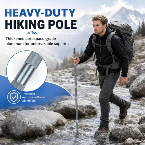 Miniatura 2 de aiGear H2 Survive Tactical Walking Stick Multi Tool – 7-in-1 Survival Hiking Staff, Adjustable Trekking Poles for Men, Outdoor Self Defense Stick