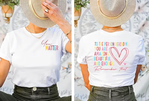 Miniatura 5 de Camiseta con texto en inglés You Matter for Women To The Person Behind Me You are Amazing para la salud mental, camisetas casuales positivas