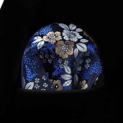 Miniatura 66 de Corbatas florales tejidas clásicas para hombre, corbata cuadrada de bolsillo, corbatas formales para hombres, boda con pañuelo
