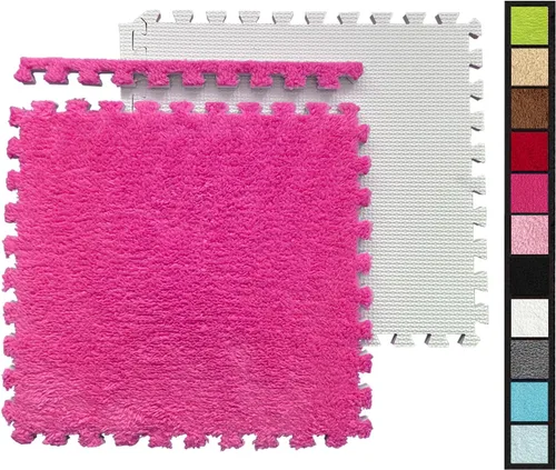 Miniatura 23 de 12 piezas de baldosas de alfombra de espuma entrelazadas para niños con borde, cuadrados gruesos de alfombra de felpa, tapetes de juego para el Negro