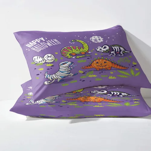 Miniatura 5 de Happy Halloween Sábanas tamaño matrimonial – Sábanas de dinosaurio para niños y niñas, juego de sábanas de dinosaurio, microfibra suave y bolsillo