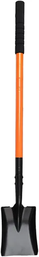 Pala pequeña cuadrada de 43.3 pulgadas con mango de metal, herramienta de jardín para acampar, cultivar, jardinería, excavación, color naranja