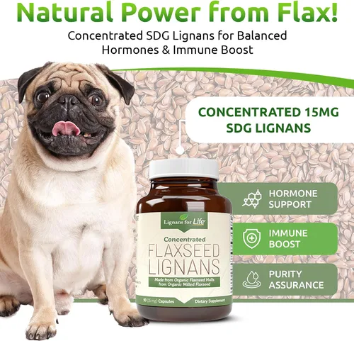 Miniatura 2 de Lignans For Life Linaza Lignans para perros y personas – Suplemento orgánico de linaza para apoyo hormonal, 15 mg 90 cápsulas, semillas de lino
