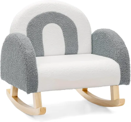 Miniatura 12 de Sofá Infantil INFANS, Silla Balancín para Niños Pequeños con Estructura de Madera Sólida, Diseño Antivuelco, Tela de Felpa, Sillón para Niños