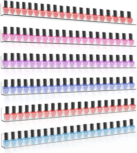 Miniatura 7 de Sezanrpt Estante acrílico para esmalte de uñas de 32 pulgadas para pared, organizador de esmalte de uñas transparente montado en la pared para 192