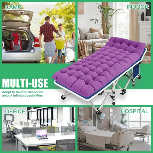 Miniatura 6 de Cuna de Camping con Colchón Cómodo Camas para Dormir Fácil de Montar Cama de Camping Resistente Cama Plegable Cama de Huésped con Bolsa de Transporte