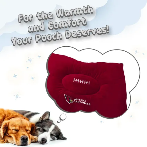 Miniatura 2 de NFL PET Bed - Cama de almohada de felpa suave y acogedora de Arizona Cardinals. Cama de fútbol para perros. Cama de colchón deportivo cálido
