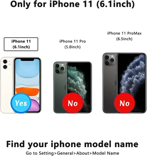 Miniatura 2 de Funda compatible con iPhone 11 con tarjetero y soporte para tarjetas, soporte de anillo de dedo de rotación de 360º, función atril, protección RFID