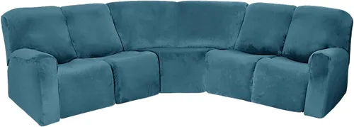 Miniatura 19 de Jonuiony Fundas para sofá reclinable de 5 plazas, funda para sofá reclinable en forma de U, fundas elásticas de terciopelo para sofá modular para 5