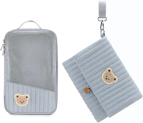 Miniatura 12 de Bolsa organizadora de pañales para bebé, impermeable, mini bolsa de pañales – 2 piezas/juego de bolsas colgantes plegables reutilizables, lavables