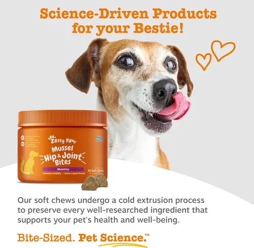 Miniatura 7 de Zesty Paws Bocaditos de Movilidad de Mejillón para Perros - Mejillón de Labios Verdes de Nueva Zelanda con Glucosamina Natural y Condroitina +