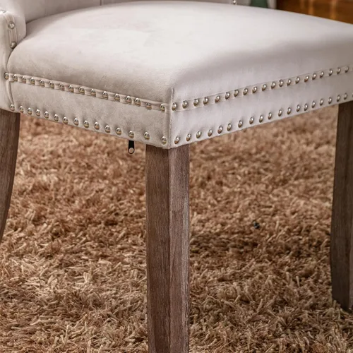 Miniatura 6 de Silla de comedor, cómoda silla de comedor tapizada de terciopelo, altura del asiento de 20 pulgadas, patas de madera maciza, patas de clavo, sillas