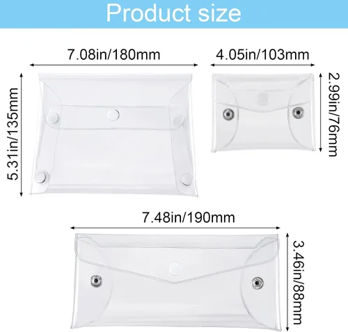 Miniatura 3 de HINZIC Paquete de 3 bolsas de cosméticos transparentes, de diferentes tamaños, portátiles, impermeables, de PVC, organizador de maquillaje