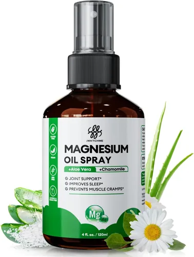 iMATCHME Spray de aceite de magnesio para pies y cuerpo – Spray tópico de magnesio para dormir, calambres en las piernas y relajación muscular,