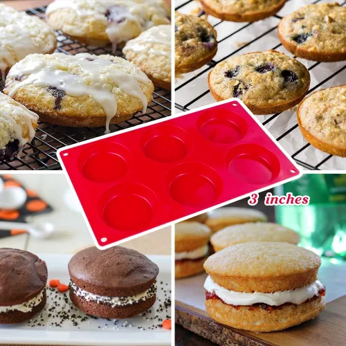 Miniatura 5 de Webake Moldes de silicona para bandeja redonda de disco de 3 y 4 pulgadas para pasteles, parte superior de muffins, bollo, natillas, tarta