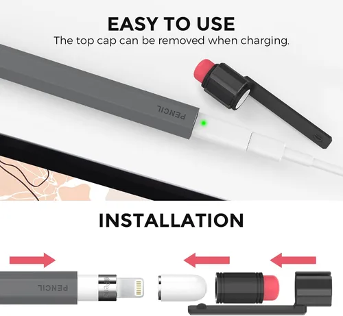 Miniatura 4 de TRONWIN Funda para Apple Pencil de 1ª generación, funda de silicona con agarre perfecto, diseño clásico con clip resistente compatible con Apple