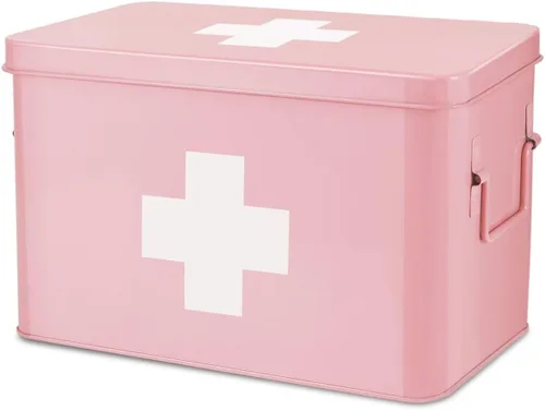 Miniatura 17 de Flexzion - Caja para medicamentos del hogar, botiquín de farmacia, 33 x 21 x 19 cm, caja de almacenamiento de metal para medicamentos de emergencia