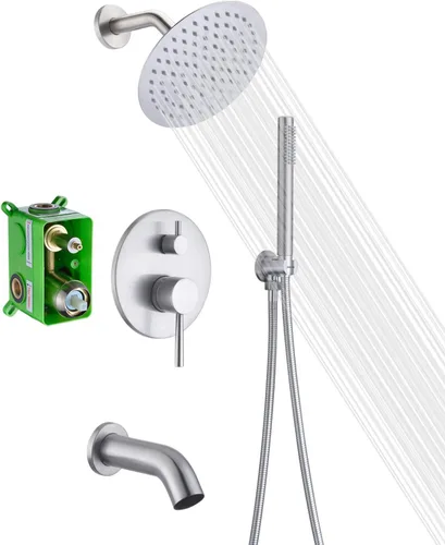Miniatura 8 de Accesorios de ducha negros, juego de grifo de ducha negro mate, sistema de ducha negro con ducha de lluvia y de mano, sumerain