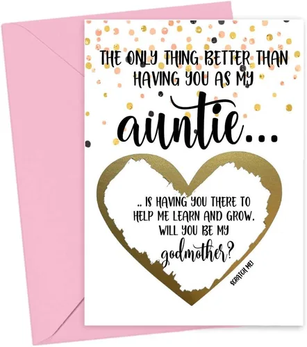 Miniatura 22 de Tarjeta para raspar con texto en inglés «Will You Be My Godmother Godfather Scratch Off», tarjeta para promoción de Tia y Tio a Padrinos de parte