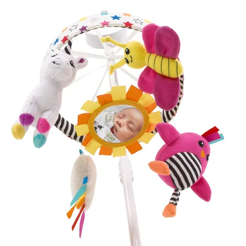 Miniatura 4 de NoJo Sassy Baby Ulbright Unicornio Negro, Blanco y Multicolor Desarrollo Peluches Peek-a-Boo Espejo Musical Mobile